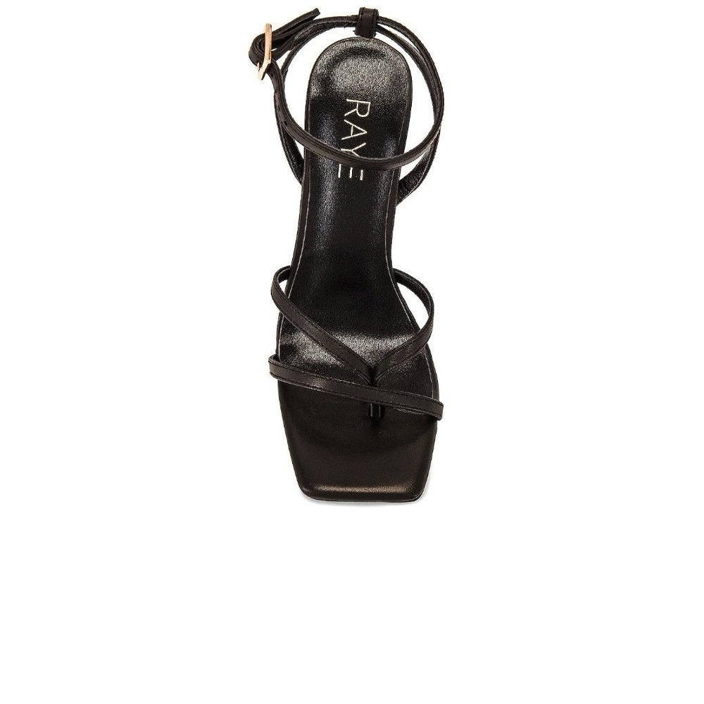 RAYE Black Strappy Square-Toe Heeled Sandals